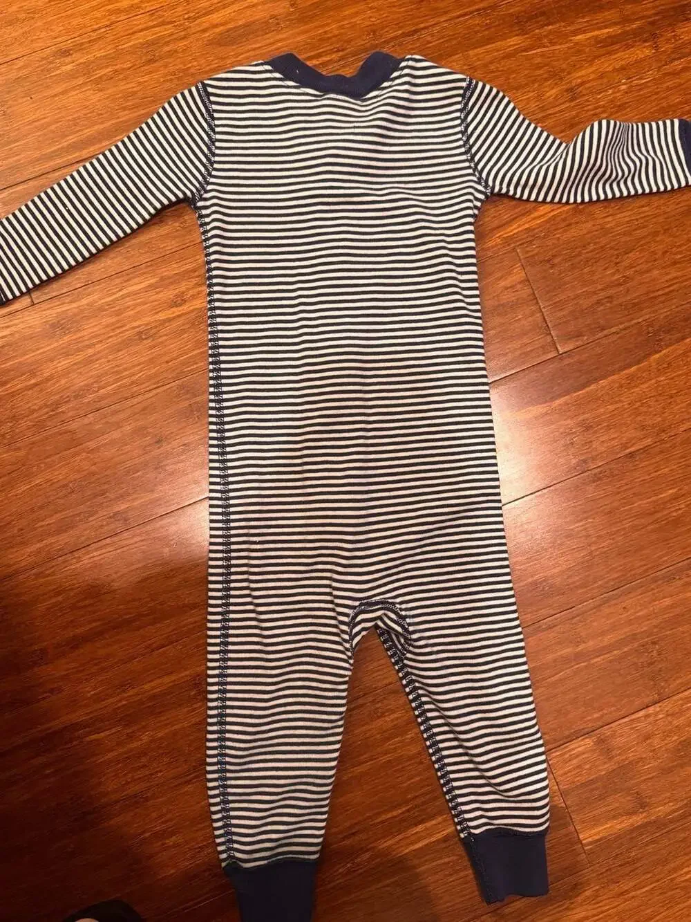 Hanna Andersson 18-24M Navy Blue Stripe Organic Cotton Zip Sleeper Pajamas